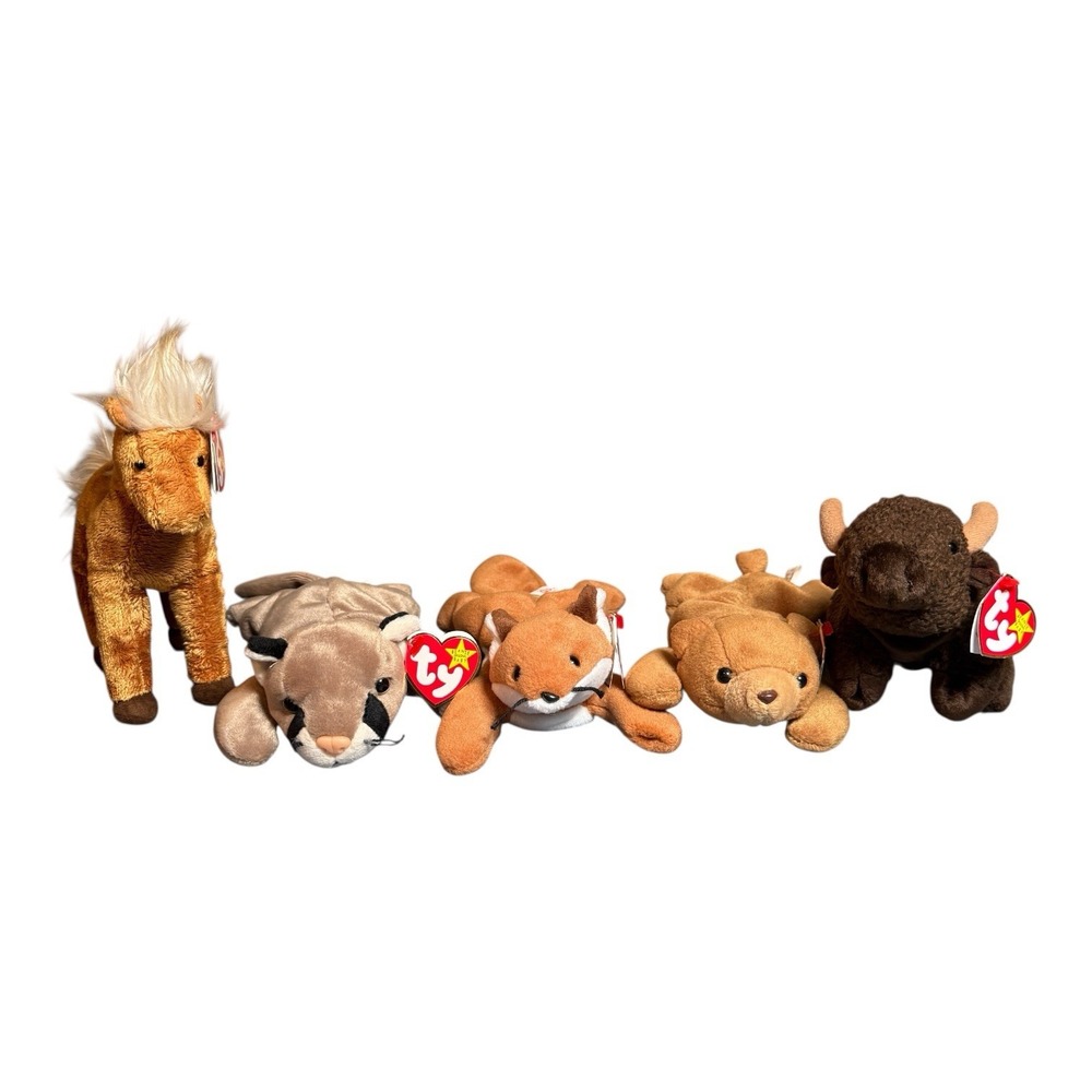 TY Original‎ Beanie Babies Lot Of 5 -Cubbie'93 Roam Canyon '98 Sly '96 Spurs '08